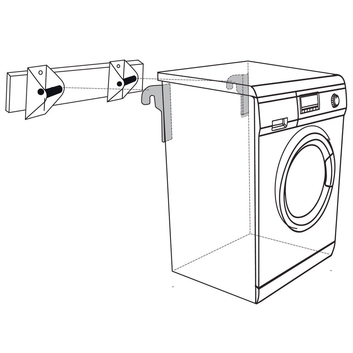 Carinya Universal Clothes Dryer Wall Mount Kit - 2 Wall Brackets - White - 40mm x 35mm x 80mm - SuperSaverAU - view 4
