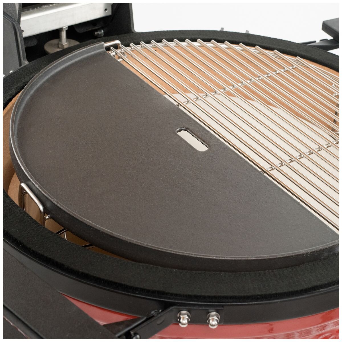 Kamado Joe Big Joe half moon cast iron reversible griddle - Smooth and ribbed sides - BJ-HCIGRIDDLE
