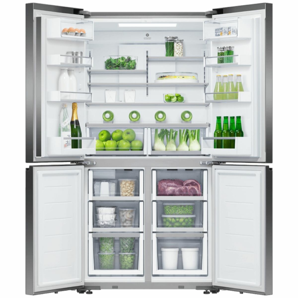 Fisher & Paykel Series 7 538L Quad Door Fridge - Matte Black Glass - Water Dispenser - RF605QZUVB1