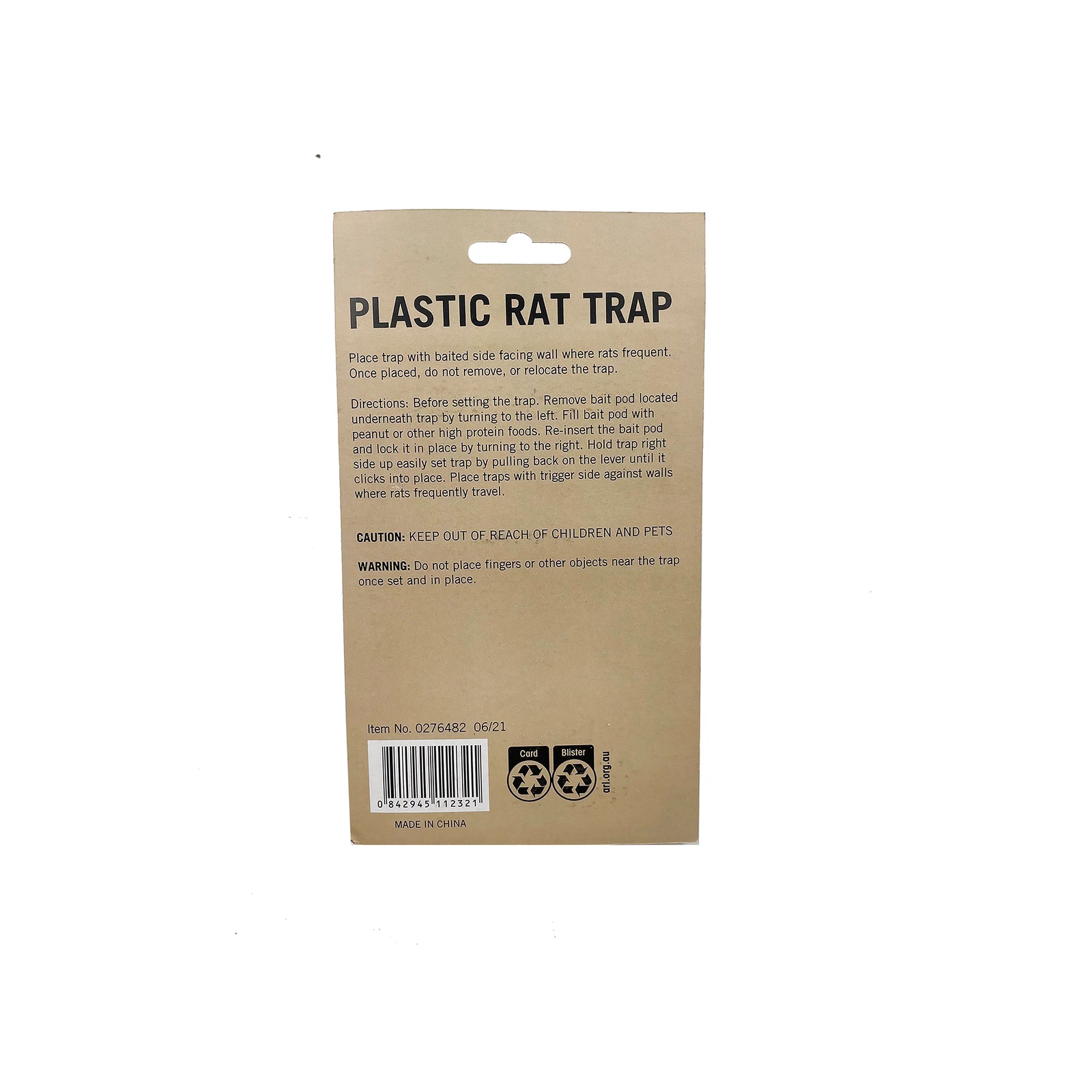 Plastic Clean Touch Rat Trap - Single (Black)