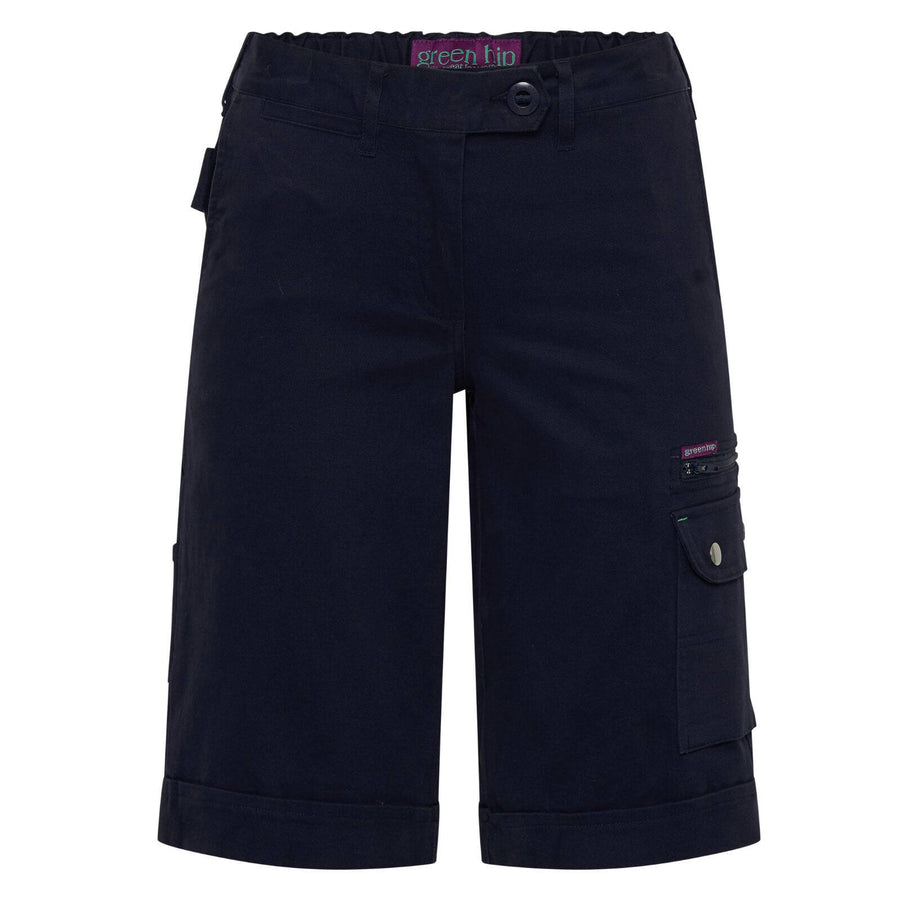 Green Hip Give Cargo Shorts Black Size 18 Women's Cotton Spandex Drill Twill