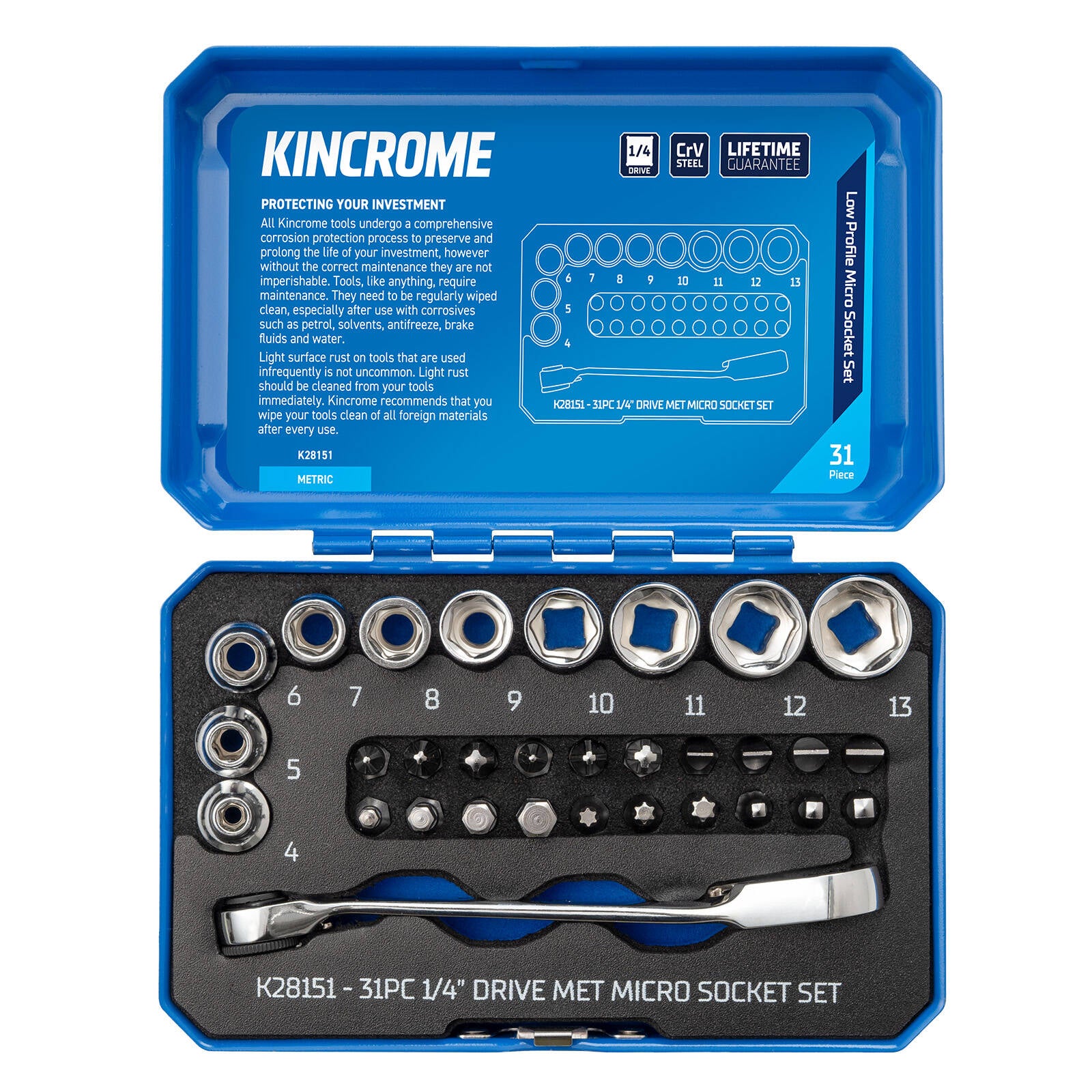 Kincrome 31 Piece 1/4" Drive Metric Micro Socket Set
