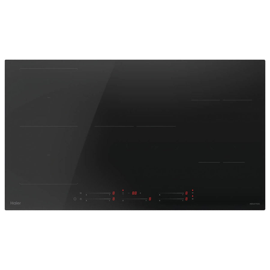 Haier 90cm 500 Series induction cooktop - five zones with Flexi Zone - black glass - HCI905FTB4