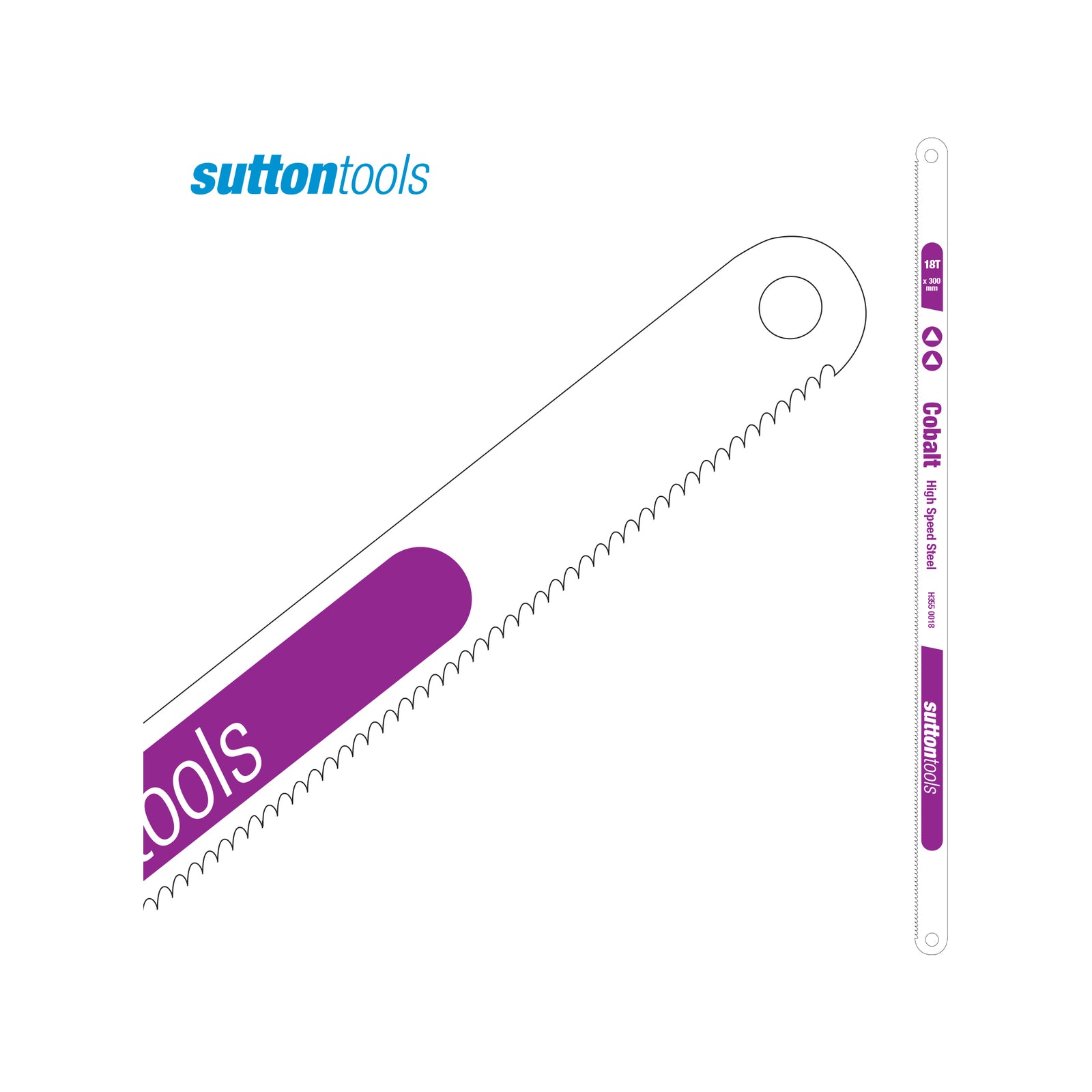 Sutton Tools 300mm Cobalt Hacksaw Blade, 24 TPI, Bi-Metal, 2 Pack
