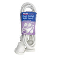 Arlec 1.8m Dual Outlet Split Extension Lead, Ordinary Duty 240V White