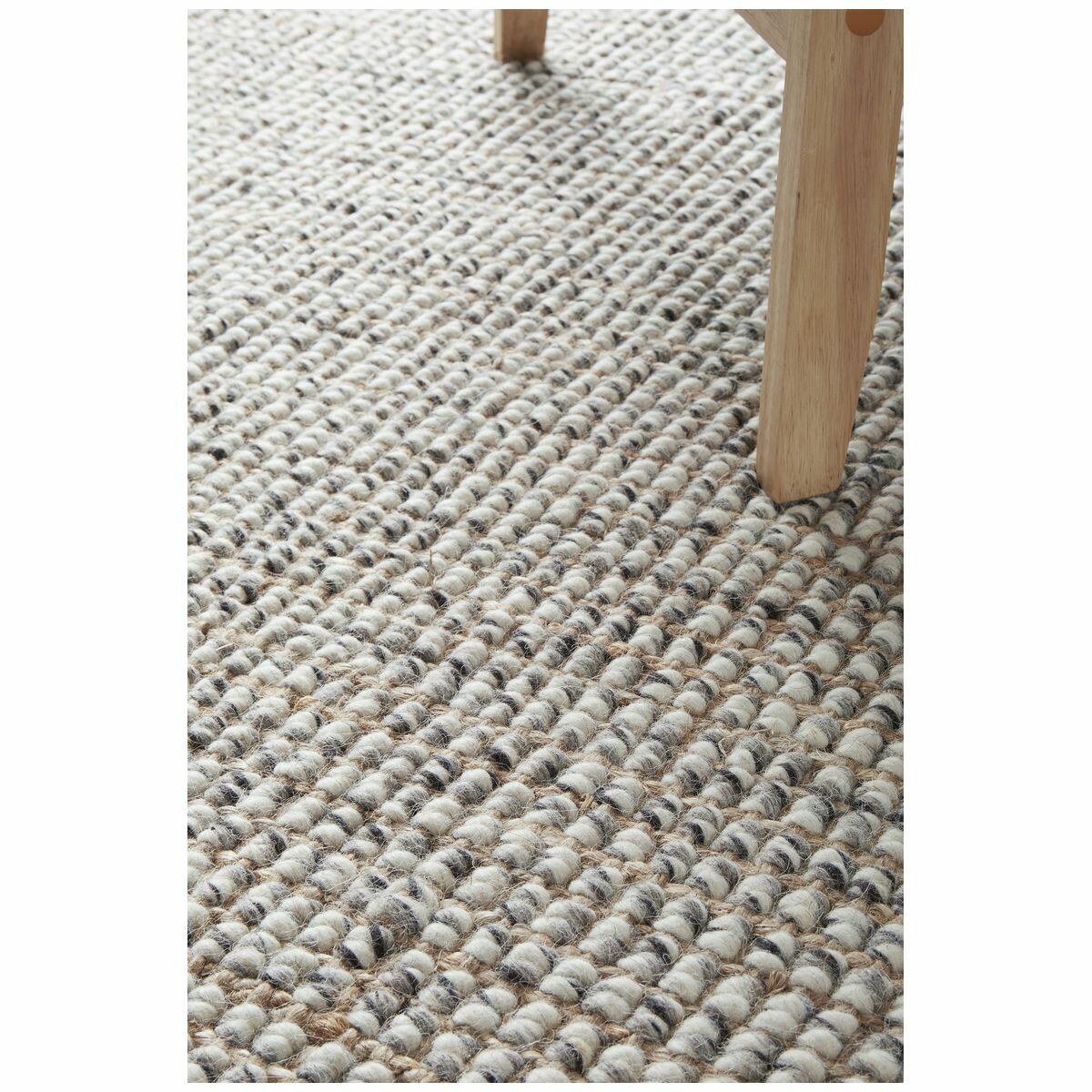 Rug Culture Arabella Small Rug 165x115 - Neutral Wool and Jute Blend, Hand Loomed - ARA-GRY-165115