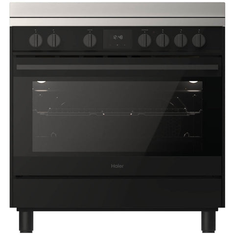 Haier 90cm 300 Series Electric Oven - Black, Ceramic Cooktop, Eight Functions - HOR90S8CEBX2