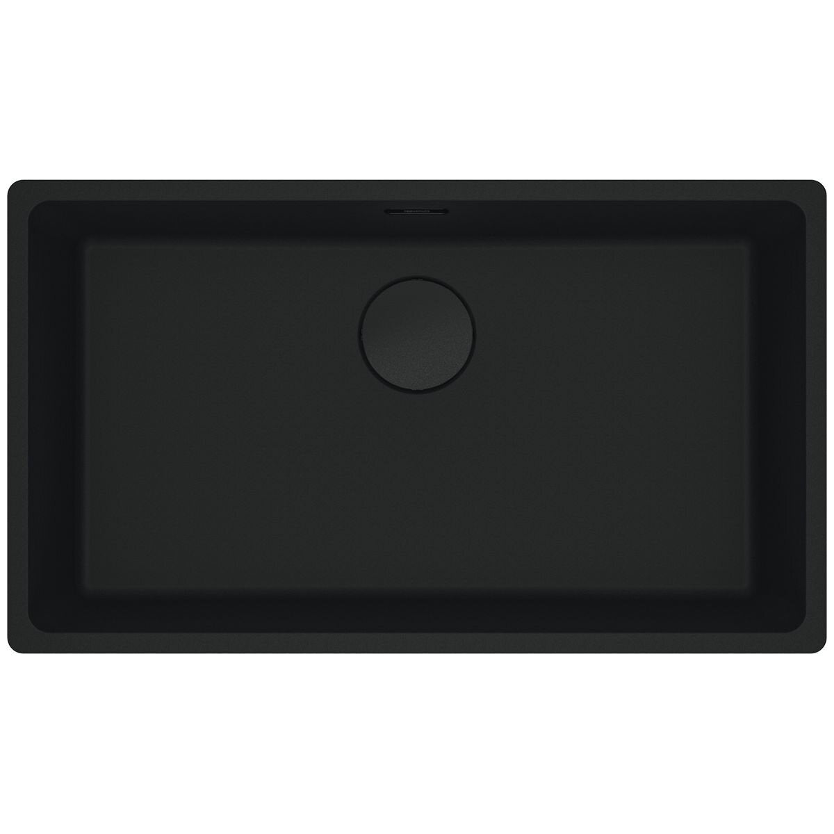 Franke 753mm Wide Single Bowl Undermount Sink - Matte Black Granite - Hidden Overflow - MRG110-72MB-B
