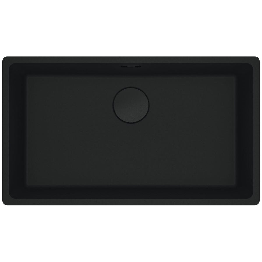 Franke 753mm Wide Single Bowl Undermount Sink - Matte Black Granite - Hidden Overflow - MRG110-72MB-B