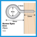 Everhang Screw Eye Hooks - 8mm - Zinc Plated - 25 Pack - SuperSaverAU - view 4