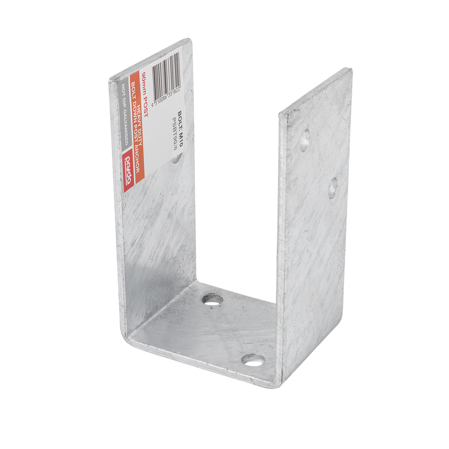 Pryda 90mm M10 Heavy Duty Bolt Down Post Anchor - Galvanised Steel - Durable - SuperSaverAU - view 1