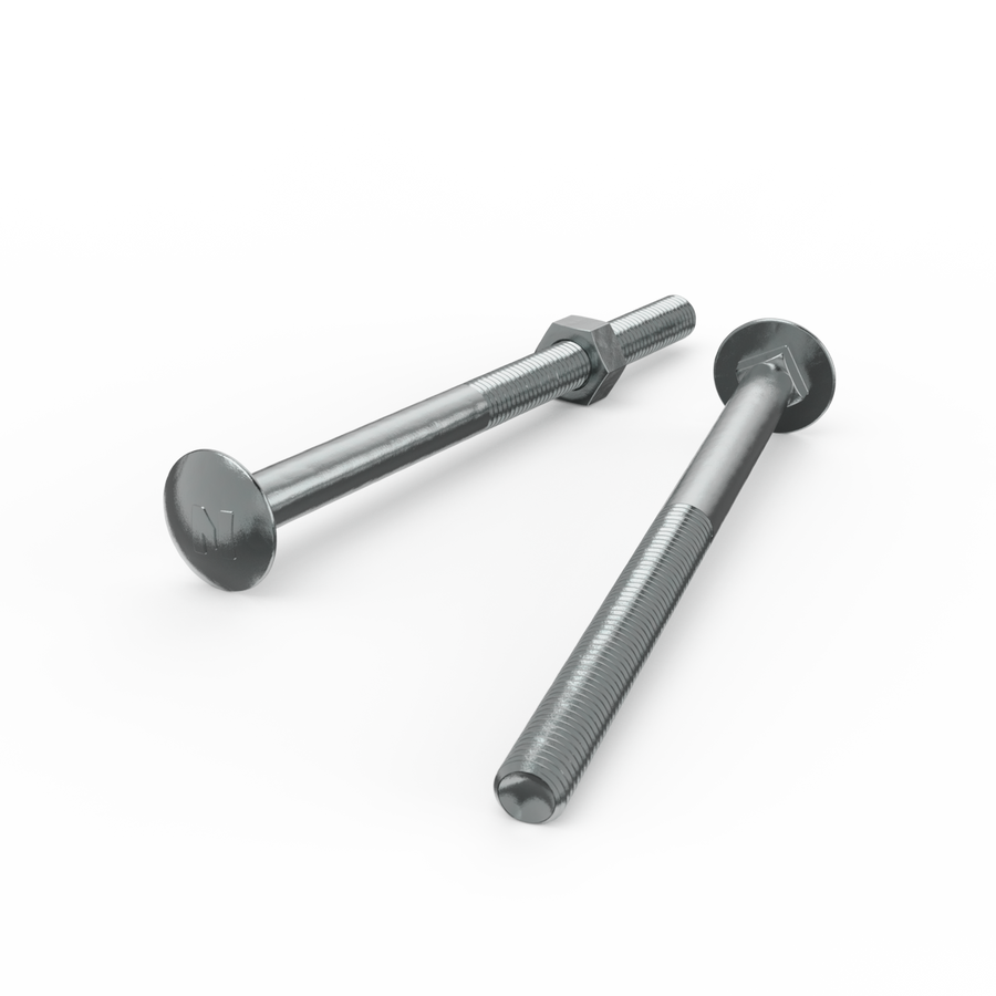 Zenith M10 Cup Head Bolt and Nut Each - 150mm - Zinc Plated - Coarse Thread - SuperSaverAU - view 1