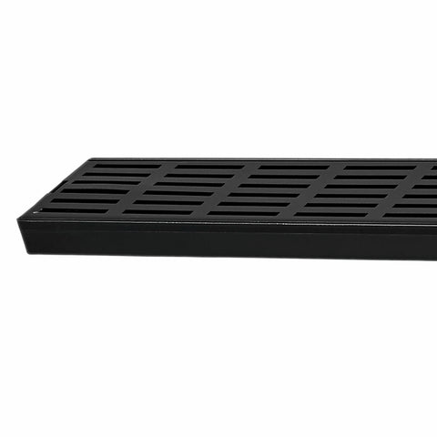 Mondella Concerto 900mm Black Rectangular Floor Grate, 316 Marine Grade Stainless Steel, Centre Outlet