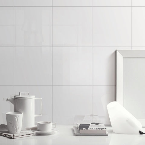 Duratile White Gloss Ceramic Wall Tile 20 x 20cm, 25 Pack 1sqm Glazed