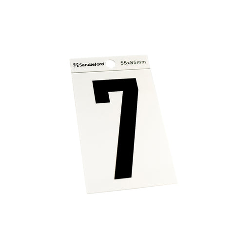 Sandleford 85mm Silver/Black Self Adhesive House Number 7 Polycarbonate Gloss Silver