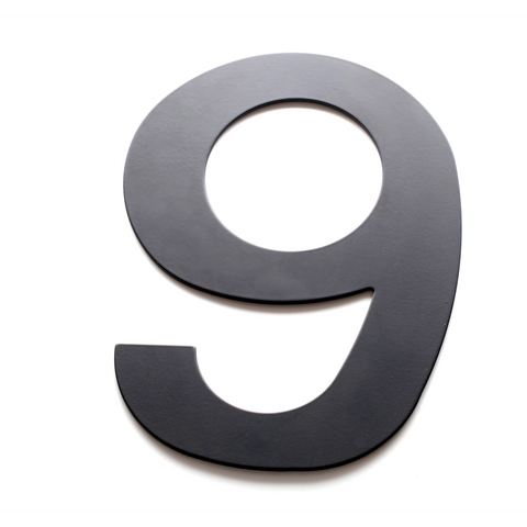 Sandleford 200mm Black Lorenzo House Number 9 - Powder Coated Steel, Weather Resistant