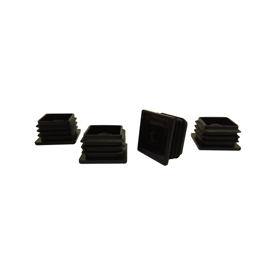 Surface Gard 32mm Black Square Internal 5/16" Threaded Plastic End Closure - 4 Pack