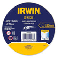 Irwin Metal Cut Off Disc 10pk - 125 x 1.2 x 22mm - Aluminium Oxide - SuperSaverAU - view 1