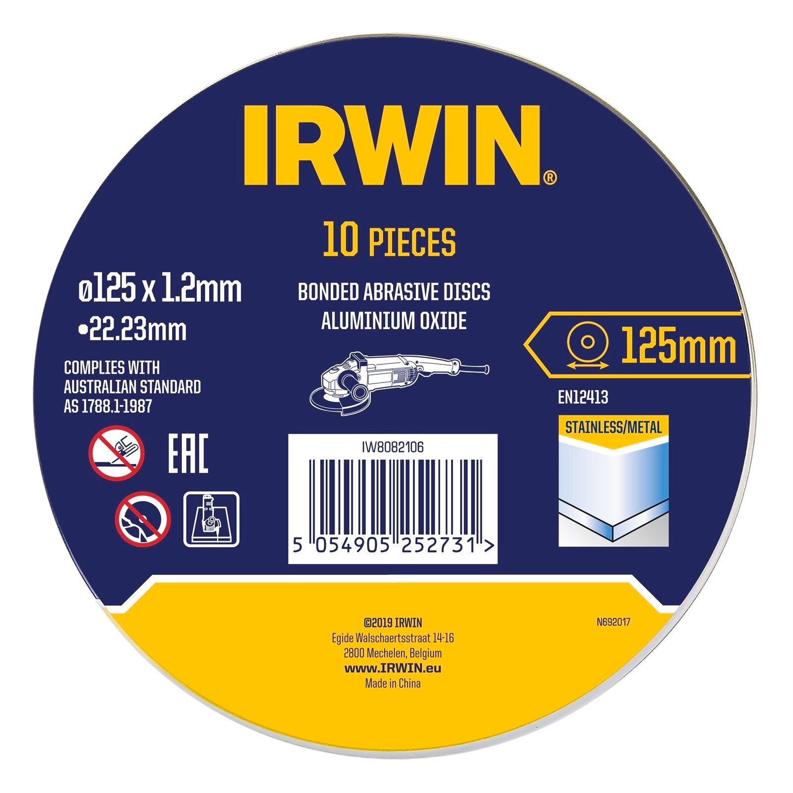 Irwin 125 x 1.2 x 22.2mm Metal Cut Off Disc 10 Pack