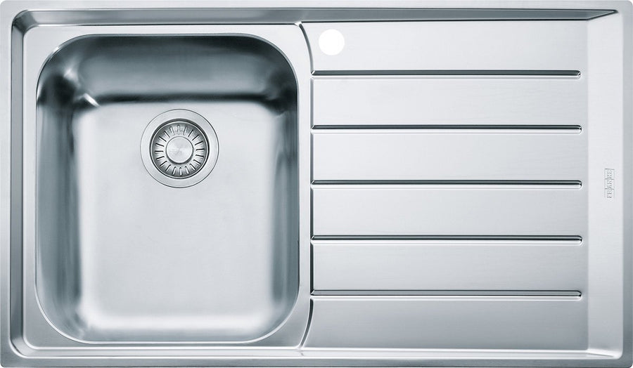 Franke Single Bowl Topmount Sink - Right Hand Drainer, 18/10 Stainless Steel, 27L Bowl - NEX611RHD