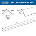 Metal Mate Aluminium Equal Angle 25 x 25 x 1.4mm 1m Silver Mill Finish