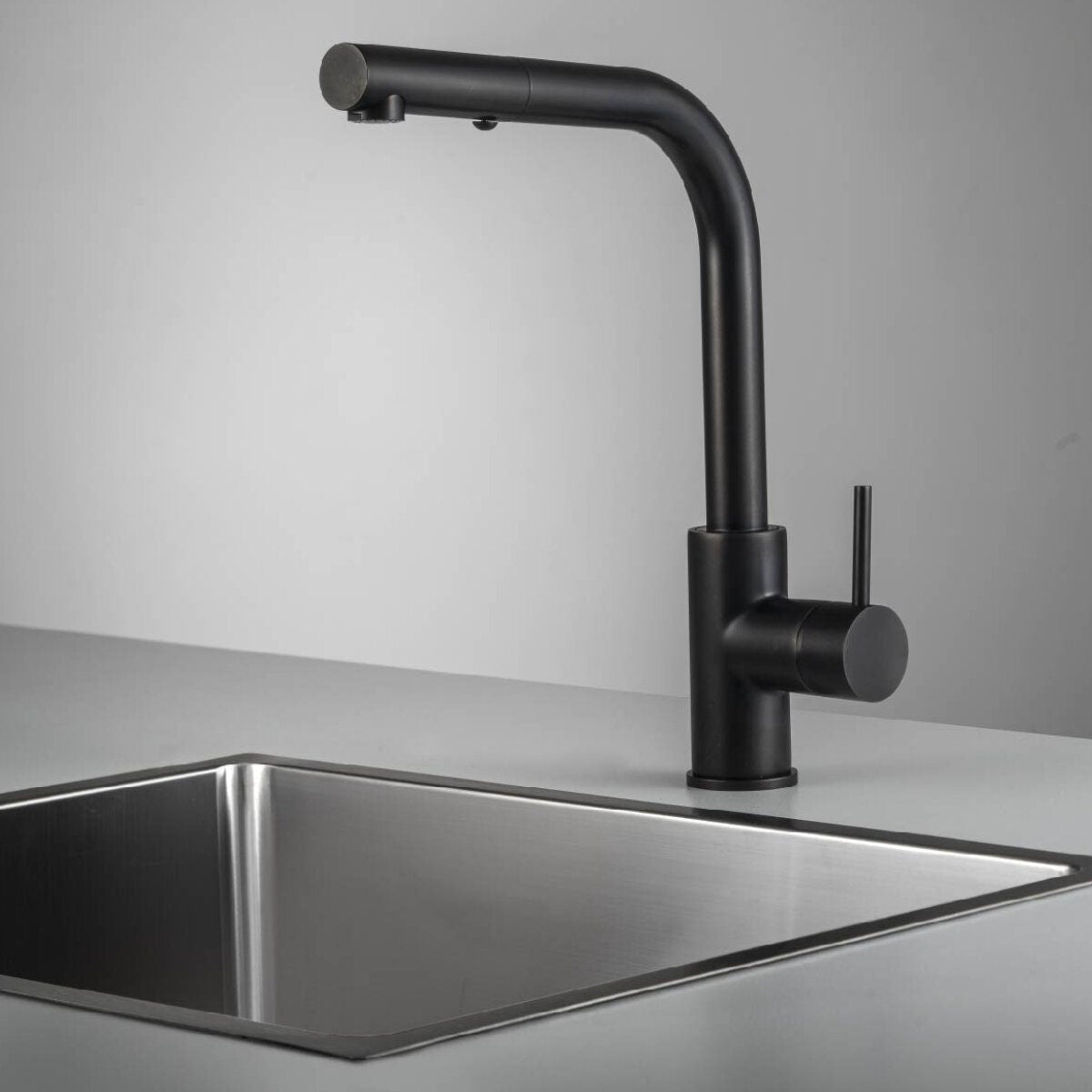 Rogerseller Tonic Square Pull Out Sink Mixer Tap - Matte Black, Brass, 5 Star WELS - 3606013911