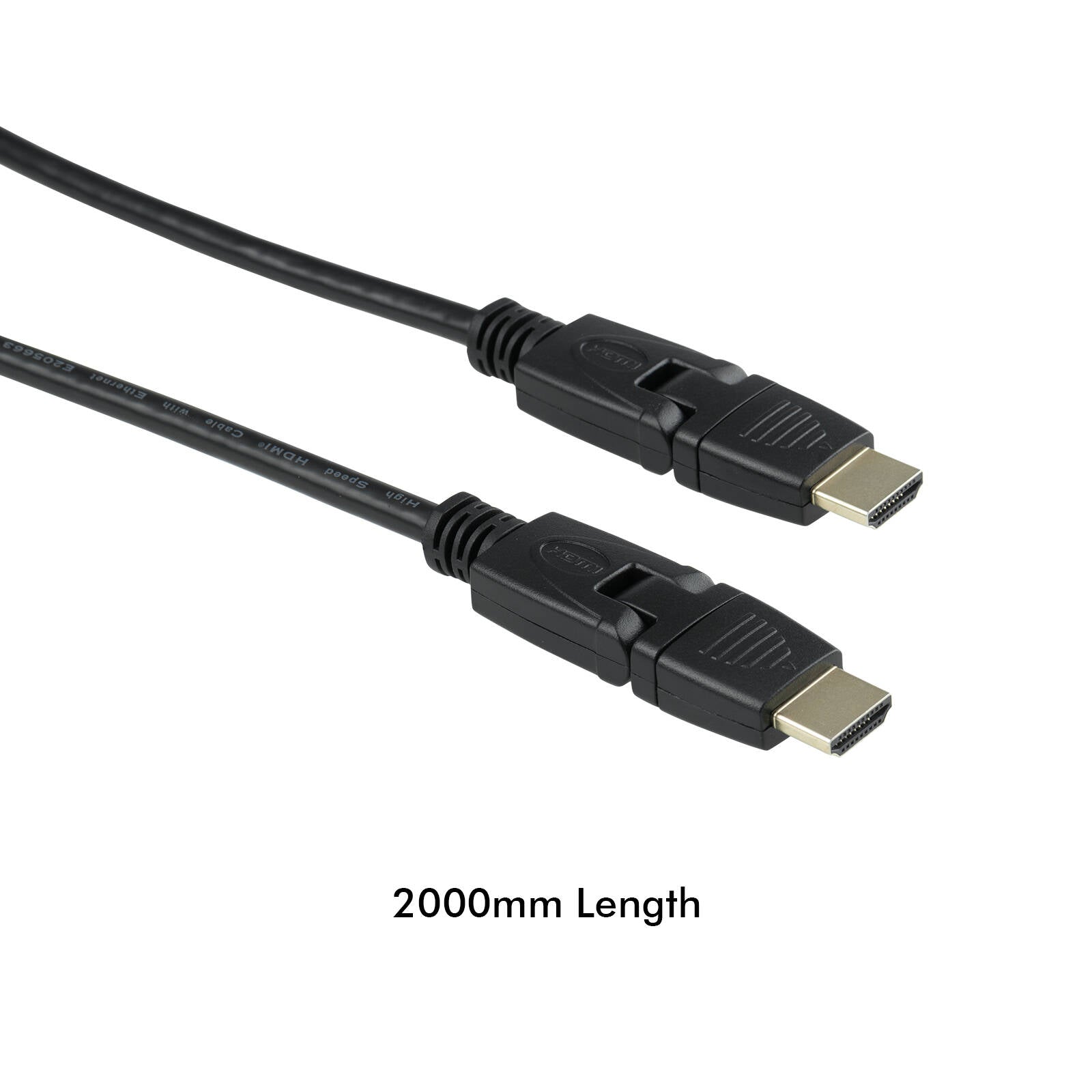 Antsig 2m Black HDMI Rotate or Swivel Cable Gold Plated