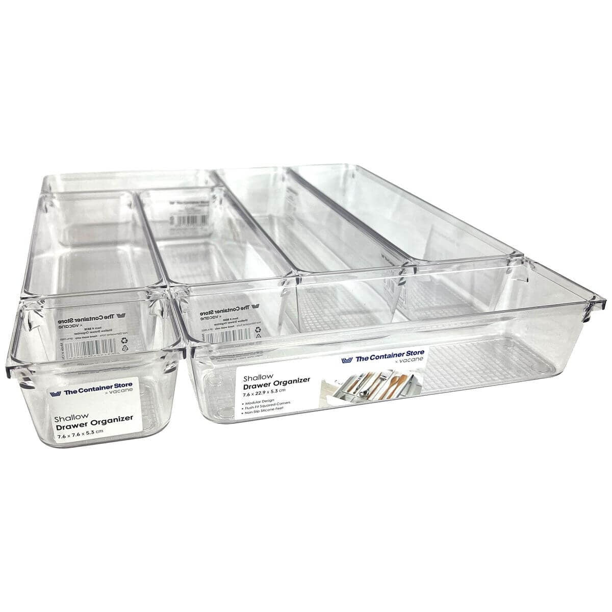 The Container Store 12 piece kitchen drawer pack 1 - Clear PET organisers - Two drawers - VTCS-DRAW-P1