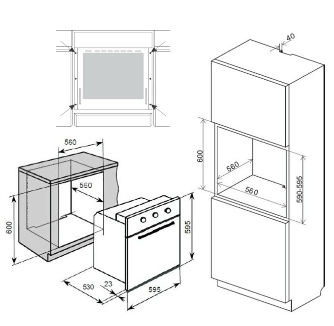 Brohn 60cm Electric Multifunction Oven - 80L, 10 Functions, Inbuilt AirFry, Stainless Steel - BRO6001SS