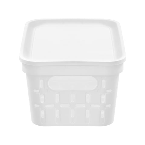 Boxsweden Kept 26 x 17.5 x 12.5cm 4.3L Small White Storage Basket with Lid