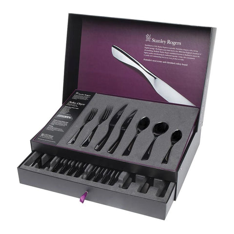 Stanley Rogers Soho Onyx 56 piece cutlery set - black onyx titanium, place setting for eight - 50423