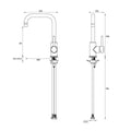 Abey Lucia lead-free square sidelever mixer tap - brushed nickel, 360 degree swivel - 3K3-BN-LF
