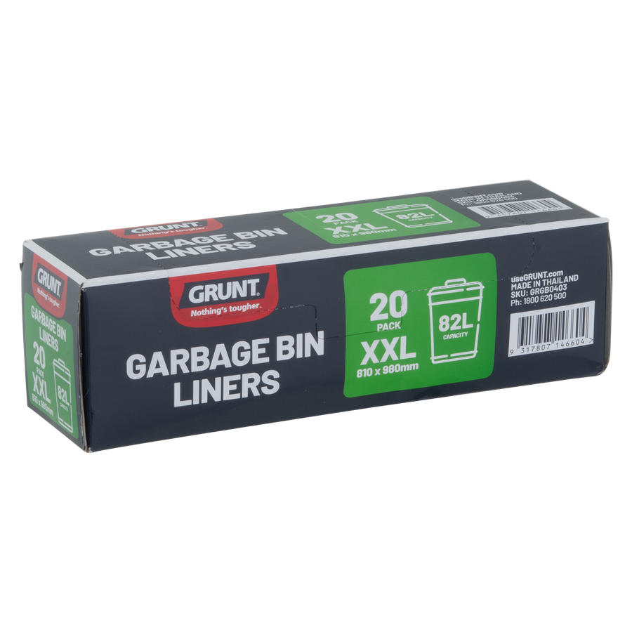 Grunt 82L Large Garbage Bin Liners - 20 Pack