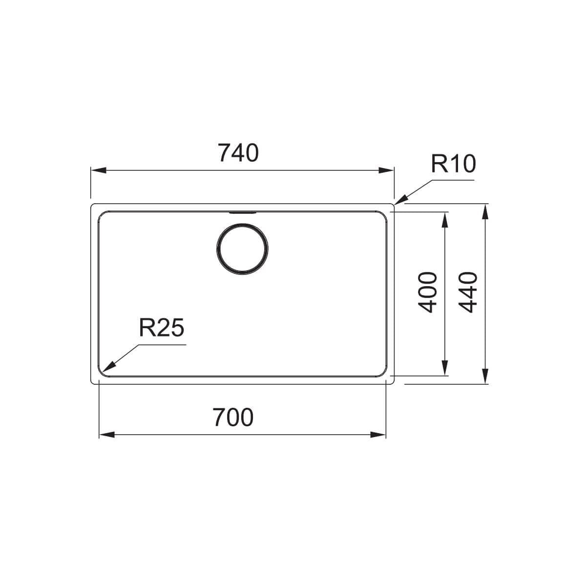 Franke Mythos 700mm single bowl undermount sink with accessories - stainless steel - MYX110-70FPC