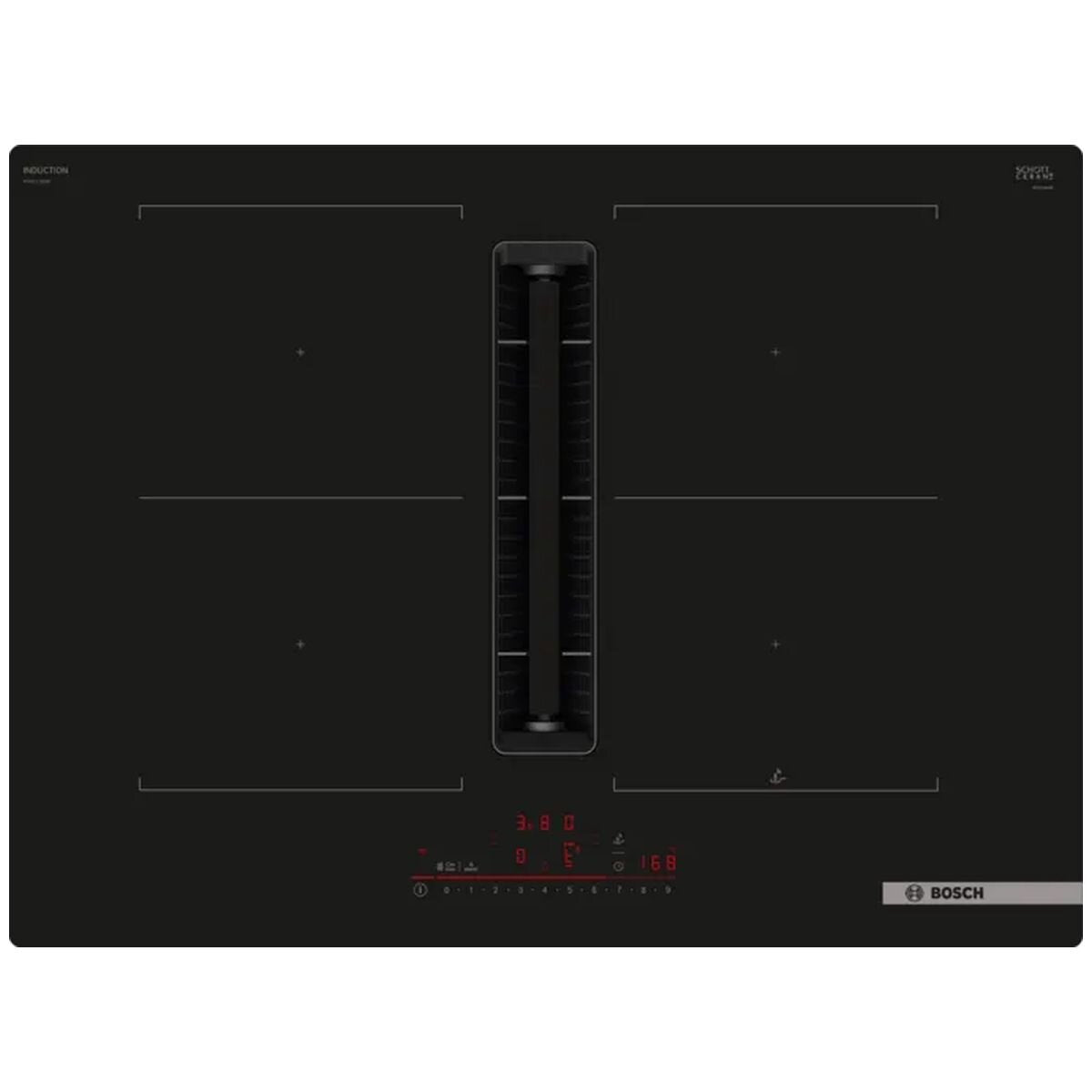 Bosch 70cm Series 6 Induction Cooktop with Downdraft Ventilation - Black Glass, Home Connect - PVQ711H26E