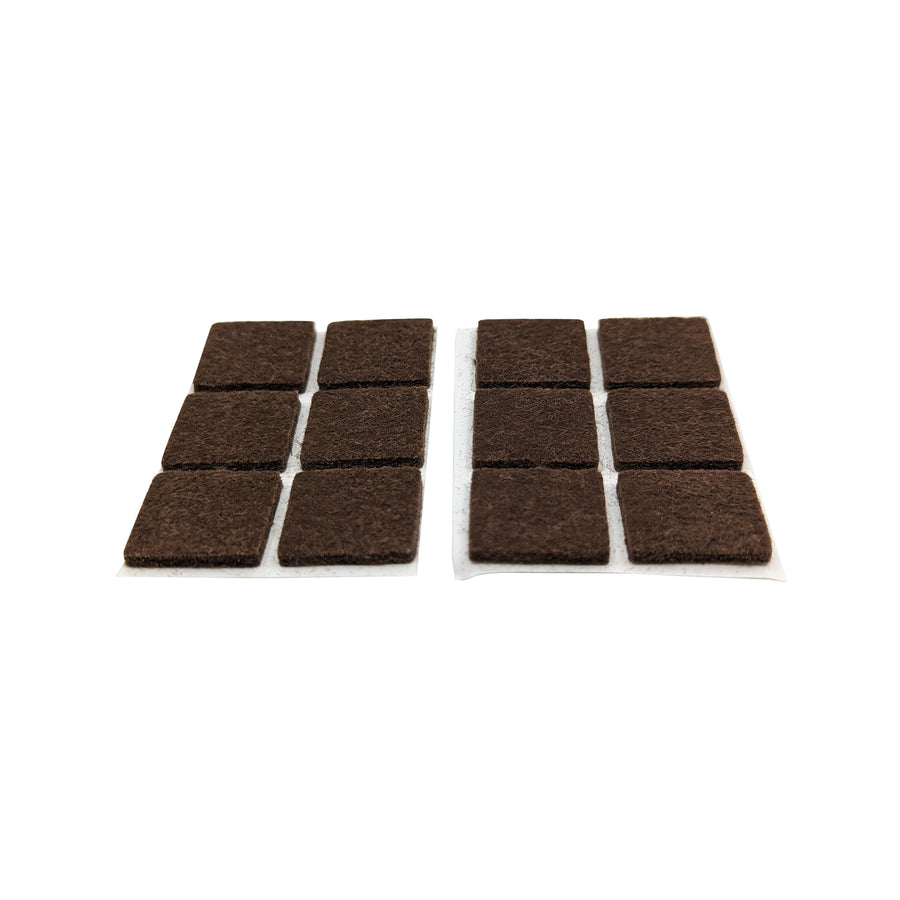 Surface Gard 19 x 19mm Brown Square Felt Floor Protectors 12 Pack