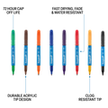 Empire Multi-Coloured Permanent Marker 8 Pack, Fast-Dry Water-Resistant Ink