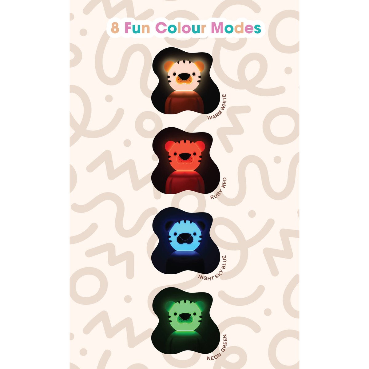 Mirabella Tiger Night Light - LED Colour Changing - 90mm x 150mm - Dual Powered