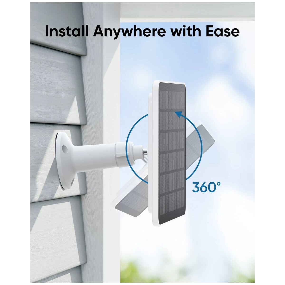 Eufy 3W Solar Panel for Eufy Security Cameras - White, Adjustable Mount, Long Cable - T8705C11