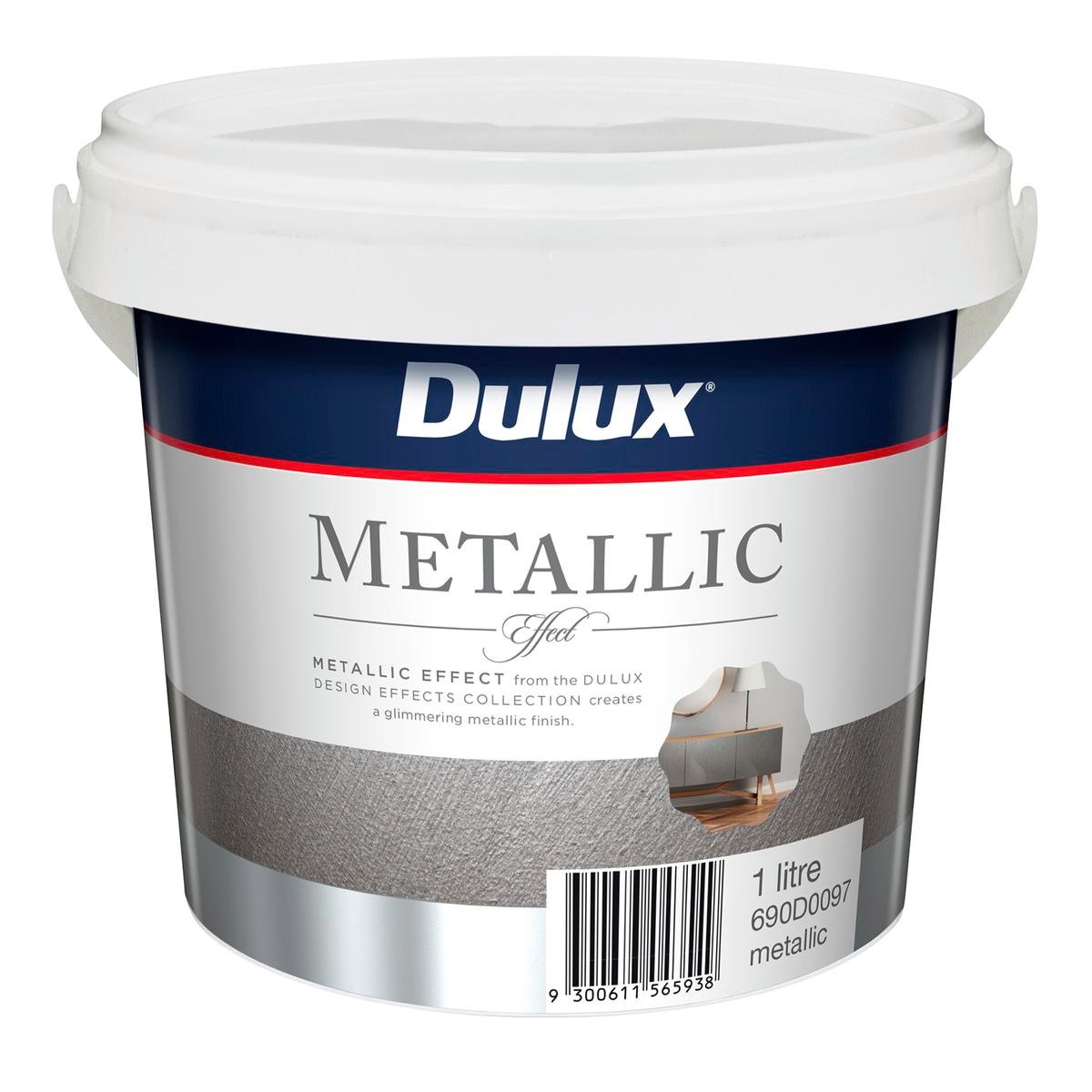 Dulux Metallic Effect Paint 1L Water Based Silver Interior Finish - SuperSaverAU - view 1