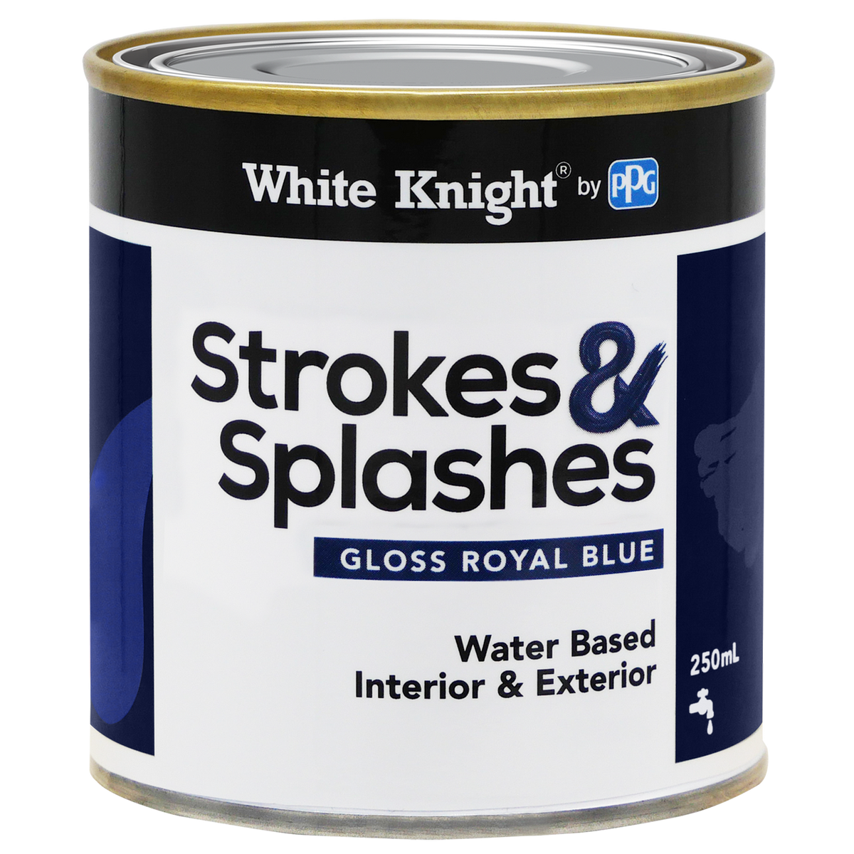 White Knight 250ml Royal Blue Strokes & Splashes Paint - Gloss Finish - Durable - SuperSaverAU - view 1