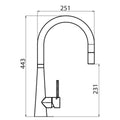 Oliveri Essente 316 stainless steel pull out gooseneck mixer tap - Brushed Gold - WELS 5 star - SS31625-AU