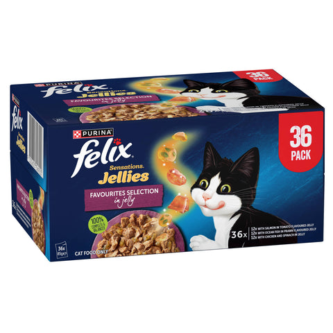 Felix Sensations Jellies Favourites Selection Wet Cat Food 85g - 36 Pack