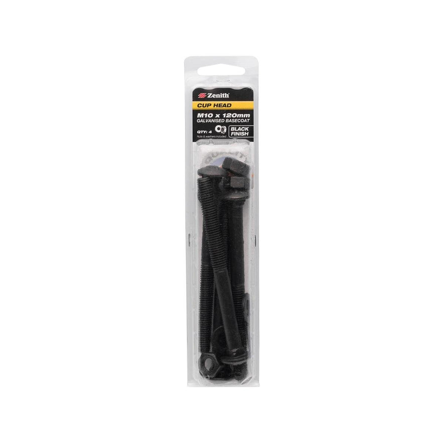Zenith Black Cup Head Bolt - M10 x 120mm - 2 Pack - Durable Fastening Solution - SuperSaverAU - view 1