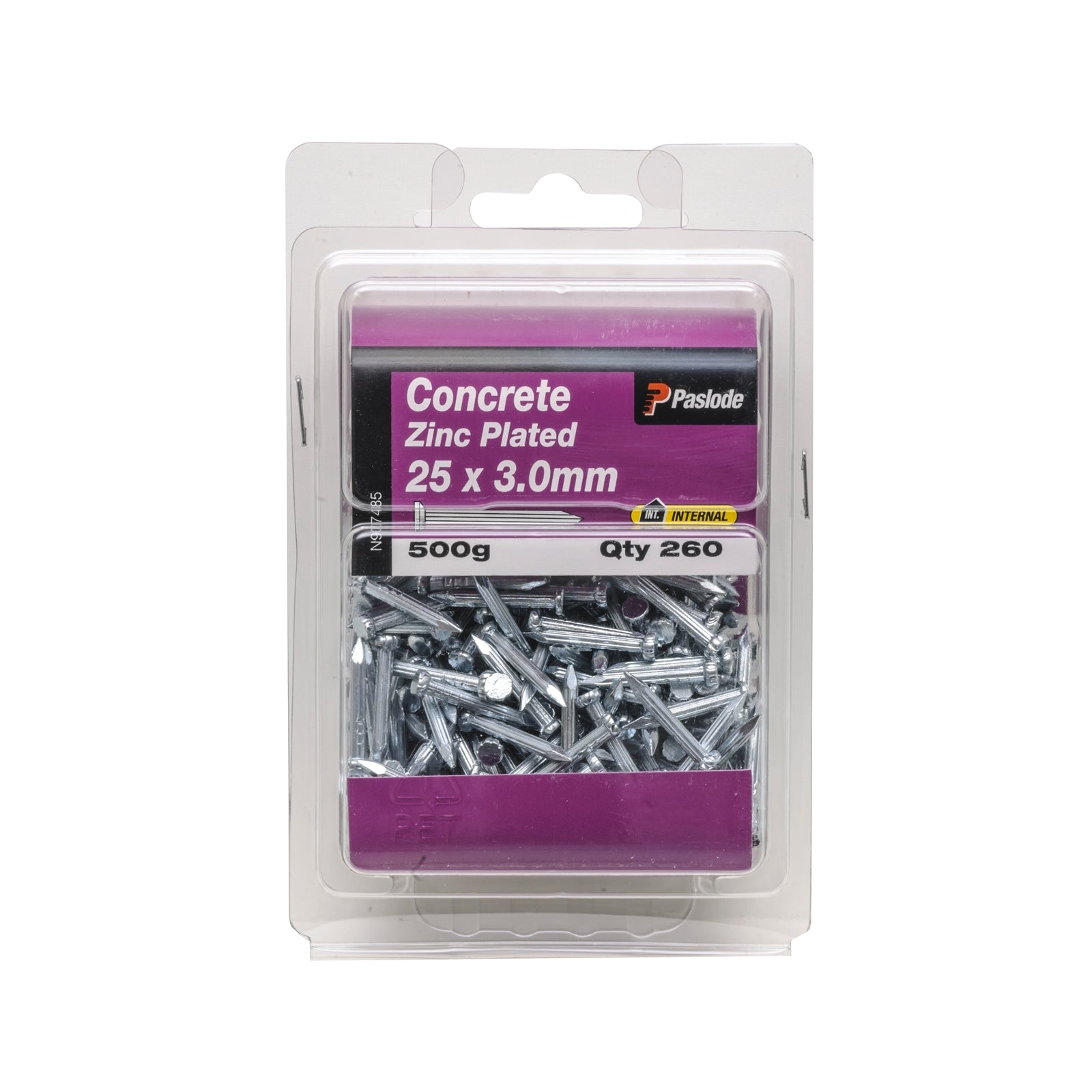 Paslode 25 x 3.0mm Zinc Plated Concrete Nails - 500g 260 Pack