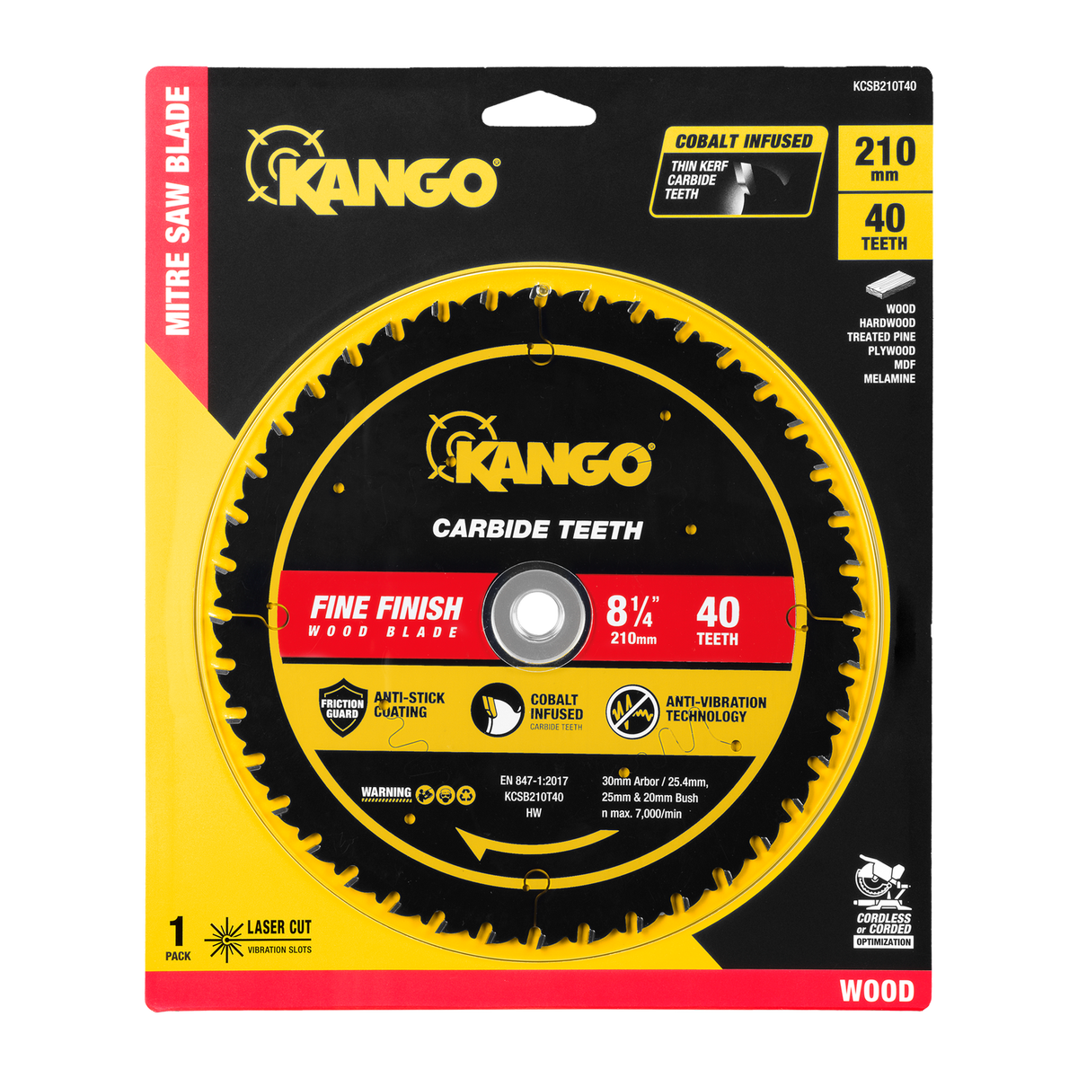 Kango 210mm 40T Wood Mitre Saw Blade - Cobalt Carbide - Clean Cuts - SuperSaverAU - view 2