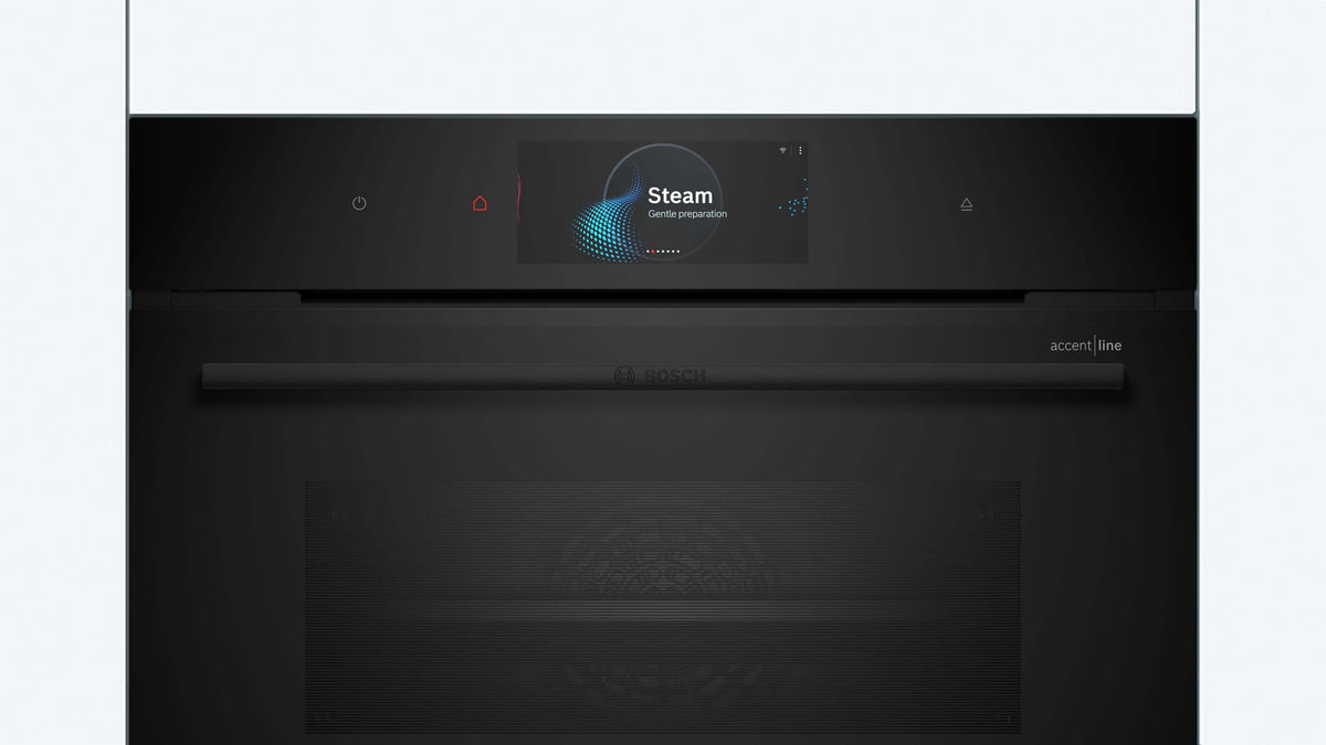 Bosch Series 8 Accentline compact steam oven - 47L, FullSteam, sous vide, TFT touch display, black - CSG958DB1