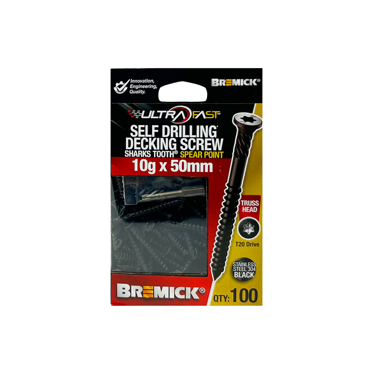 Bremick Ultrafast Stainless Steel 304 Black T20 Truss Head Screws - 10g x 50mm - 100 Pack - Smooth Installation - Secure Hold - SuperSaverAU - view 2