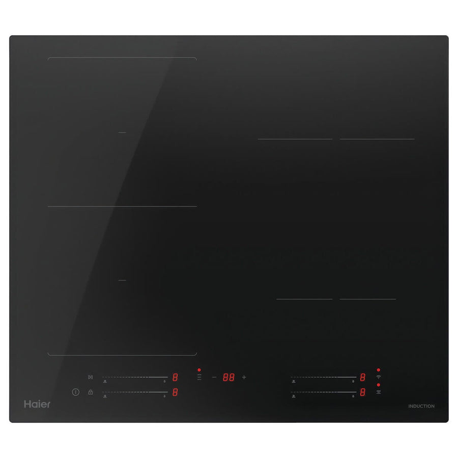 Haier 60cm 500 Series induction cooktop - Flexi Zone, Wi-Fi, hood to hob pairing, black glass - HCI604FTB4