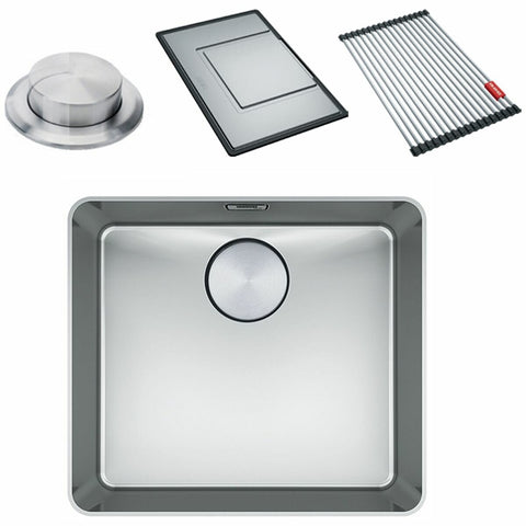 Franke Mythos 450mm single bowl stainless steel sink with accessories - top or flush mount - MYX210-45FPC